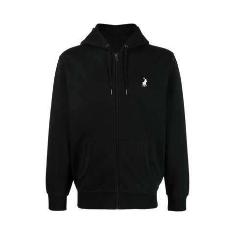 Polo Sweater Sport Hooded Zip Black