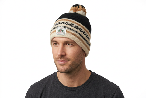 Strachan Zigzag Black And Tan Beanie