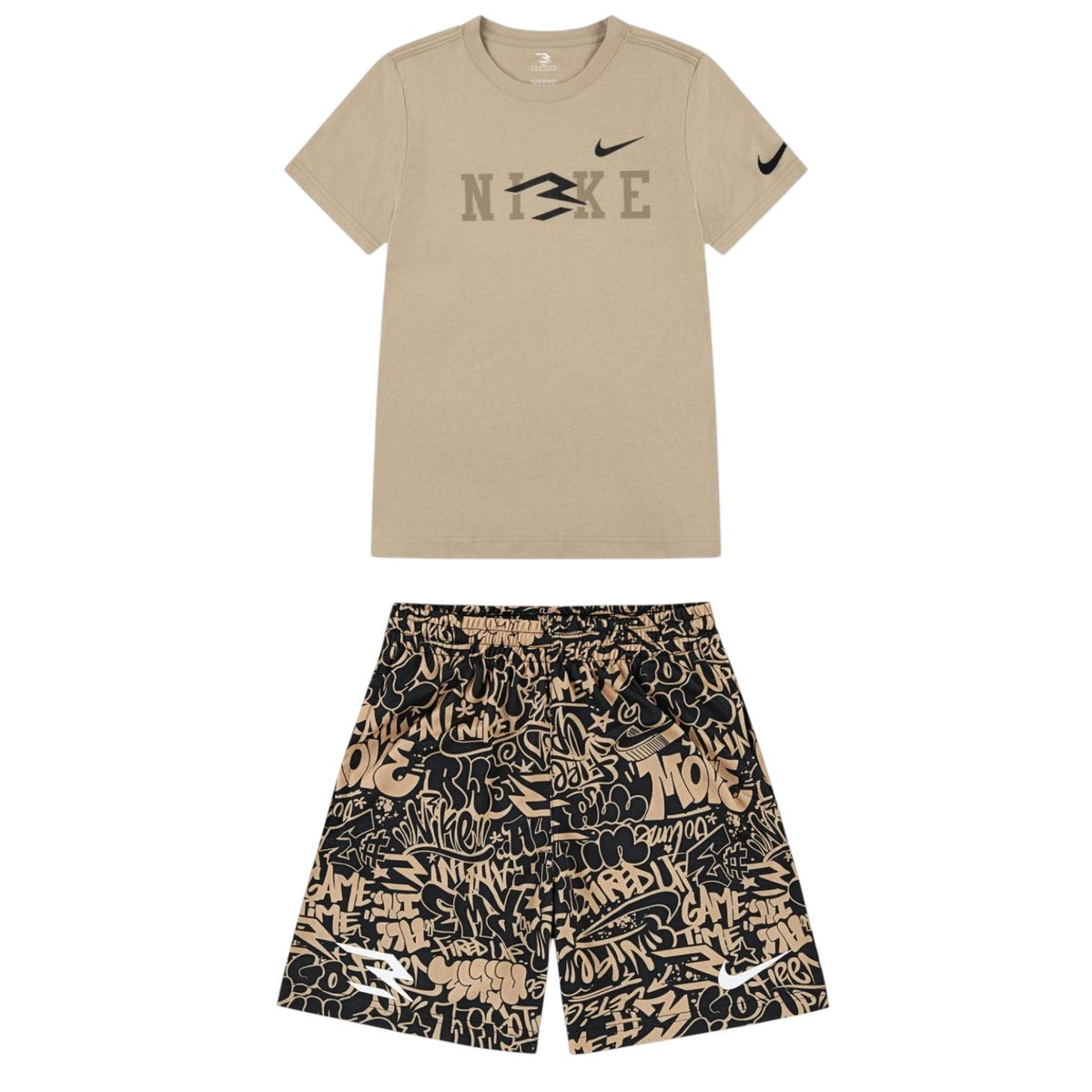 Nike Kids Shorts Set Graffiti Woodmark Hemp Khaki
