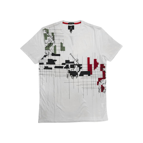 Polo T-Shirt Distorted Printed White