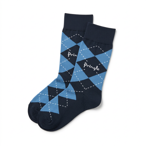 Pringle Socks Junior Argyle Navy