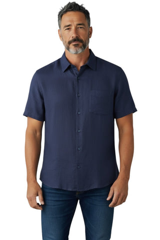 Jonathan D Button Up Shirt Luis Linen Navy