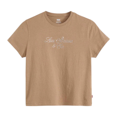 Levis Ladies T-Shirt Classic Graphic Rhinestone Clay Brown