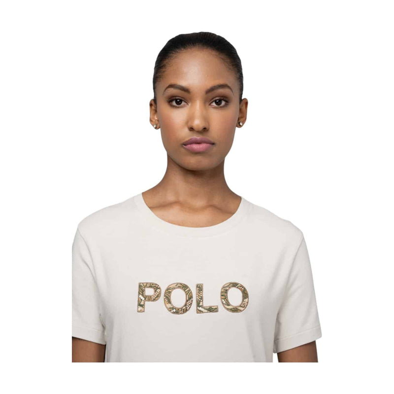 Polo T-Shirt Ladies Anele Embelished Putty