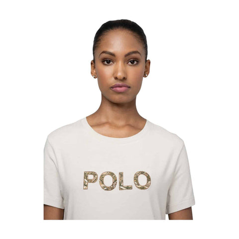 Polo T-Shirt Ladies Anele Embelished Putty