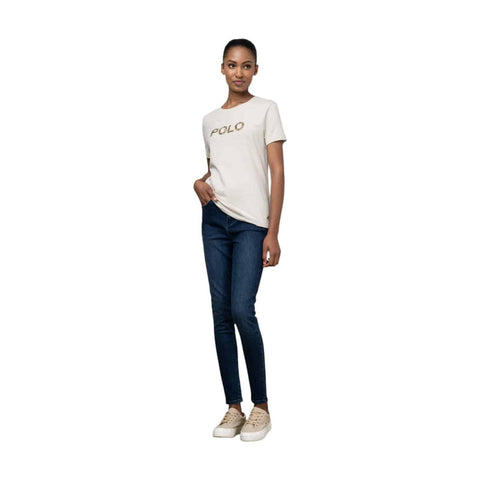 Polo T-Shirt Ladies Anele Embelished Putty