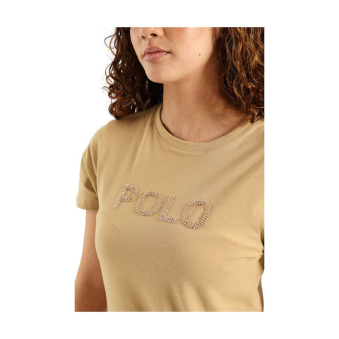 Polo T-Shirt Ladies Lily Beaded Stone