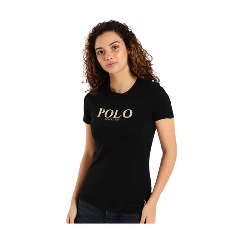 Polo T-Shirt Ladies Ash Logo Black