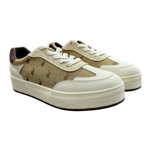 Polo Womens Panelled Jacquard Sneaker - Stone