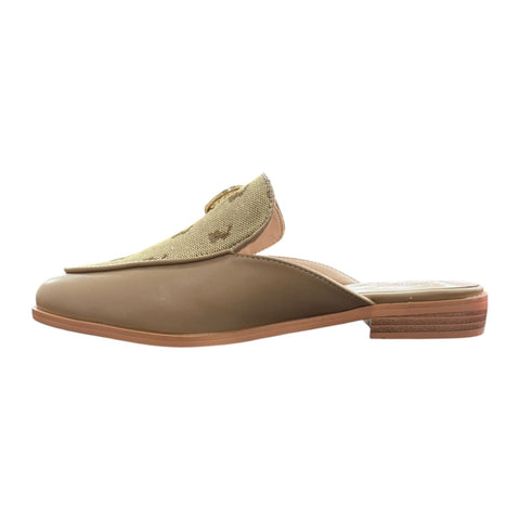 Polo Women Jacquard Circle Trim Mule Sandal - Stone Brown