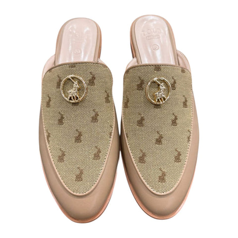 Polo Ladies Sandal Mule Jaquard Circle Trim Stone