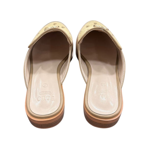 Polo Ladies Sandal Mule Jaquard Circle Trim Stone