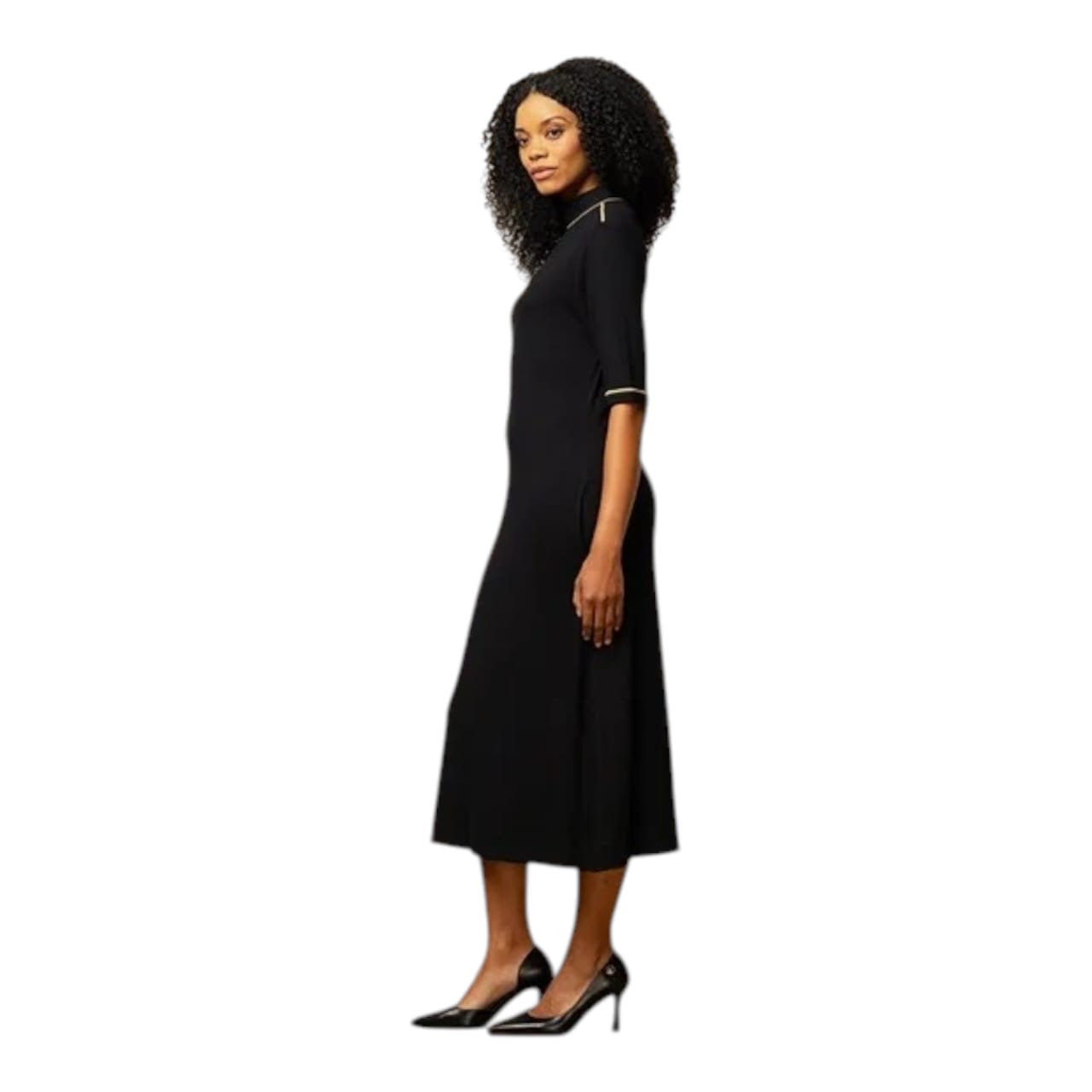 Polo 3/4 Sleeve Nia Dress - Black