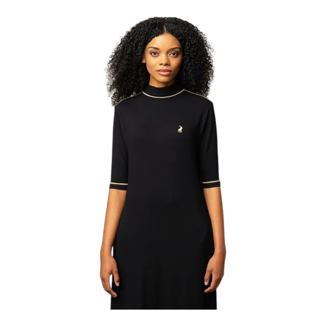 Polo 3/4 Sleeve Nia Dress - Black