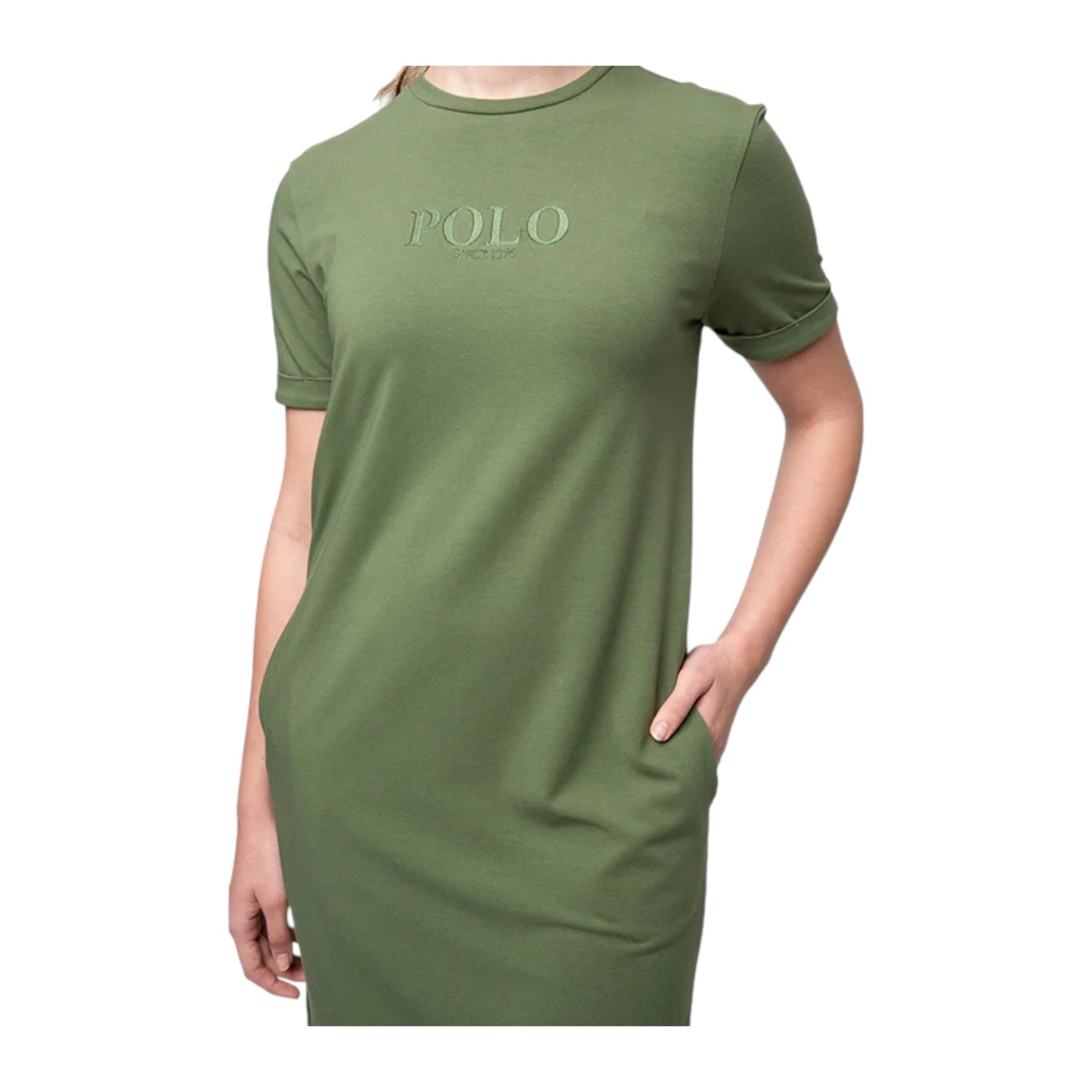 Polo Womens Nandi Short Sleeve T-Shirt Dress - Olive
