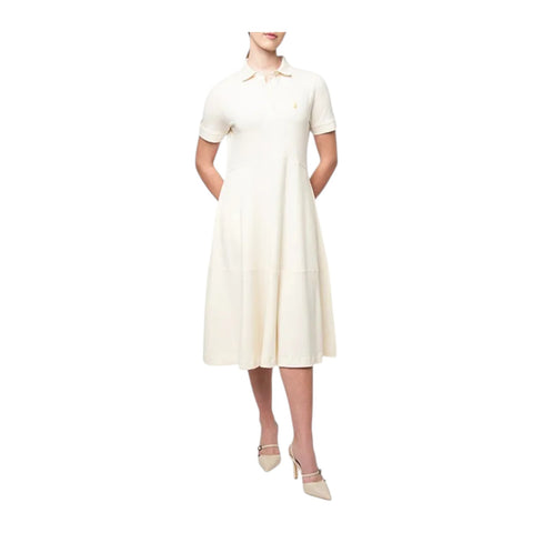 Polo Womens Emily Short Sleeve Fit & Flare Golfer Dress - Off White