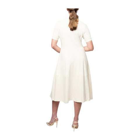 Polo Womens Emily Short Sleeve Fit & Flare Golfer Dress - Off White