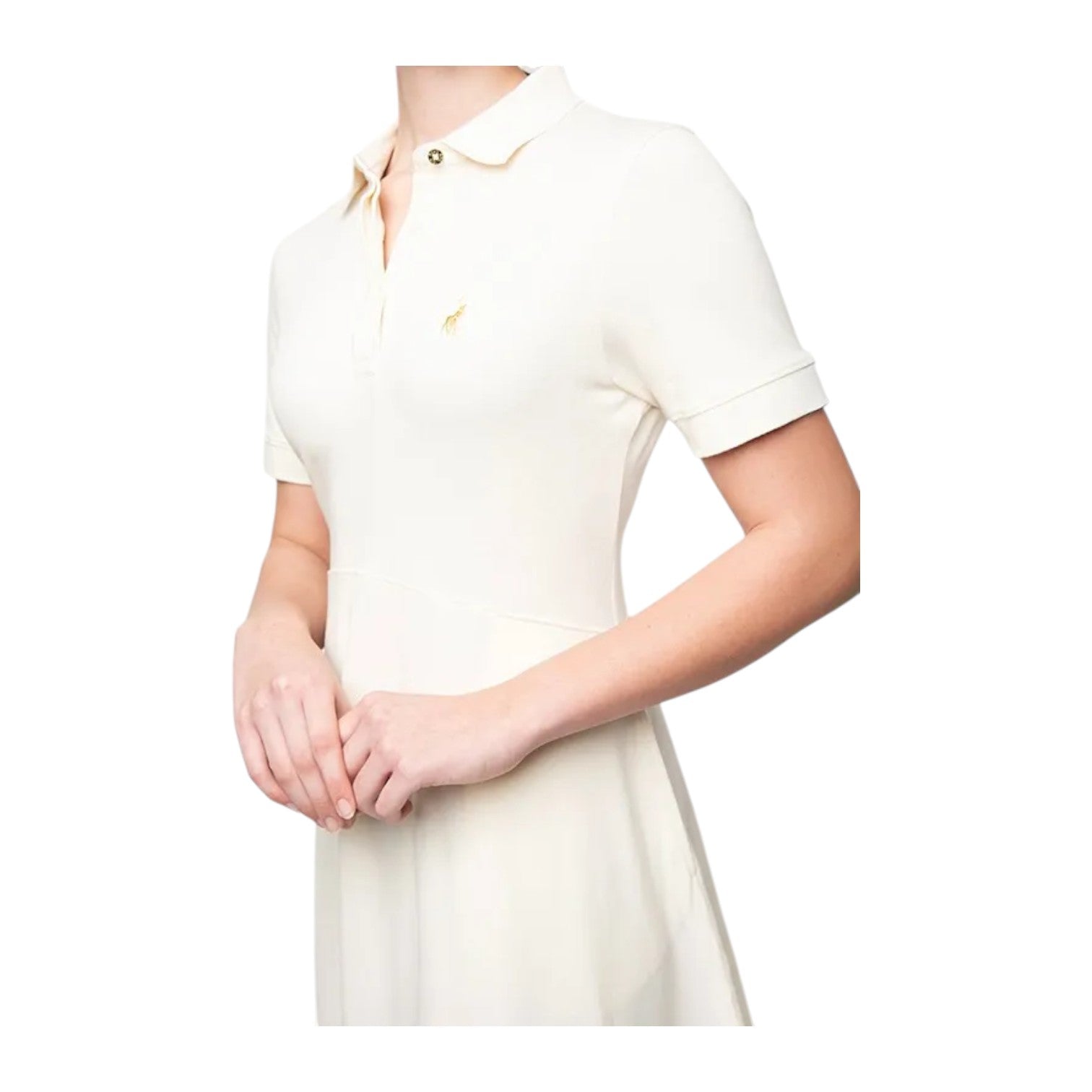 Polo Womens Emily Short Sleeve Fit & Flare Golfer Dress - Off White