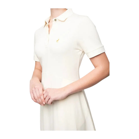 Polo Womens Emily Short Sleeve Fit & Flare Golfer Dress - Off White