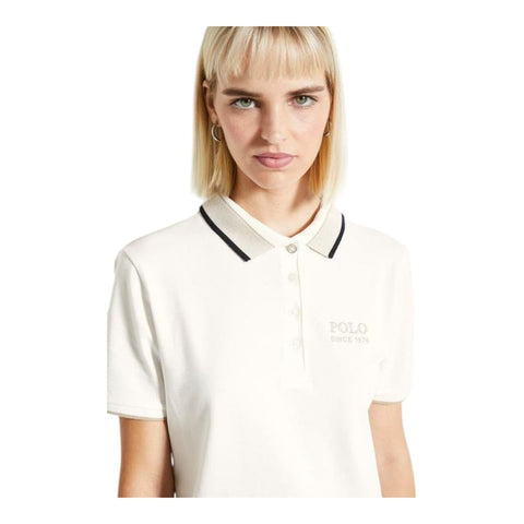 Polo Dress Ladies Macey Golfer Tipped Off White