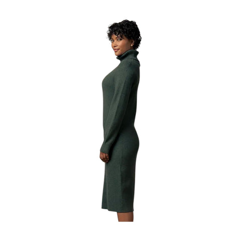 Polo LS Roll Neck Knit Dress - Forest Green