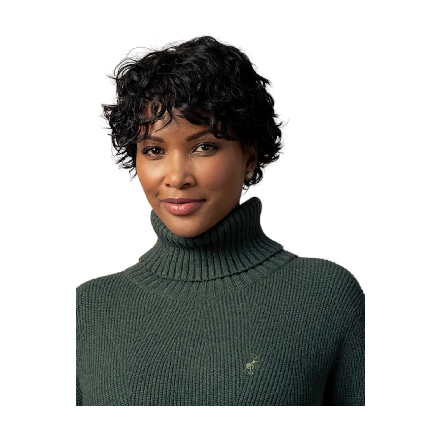 Polo LS Roll Neck Knit Dress - Forest Green