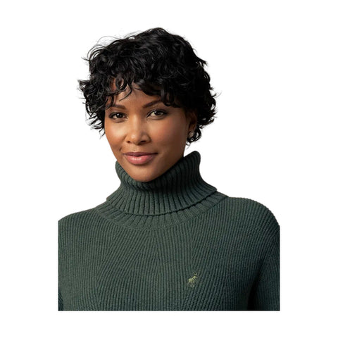 Polo LS Roll Neck Knit Dress - Forest Green