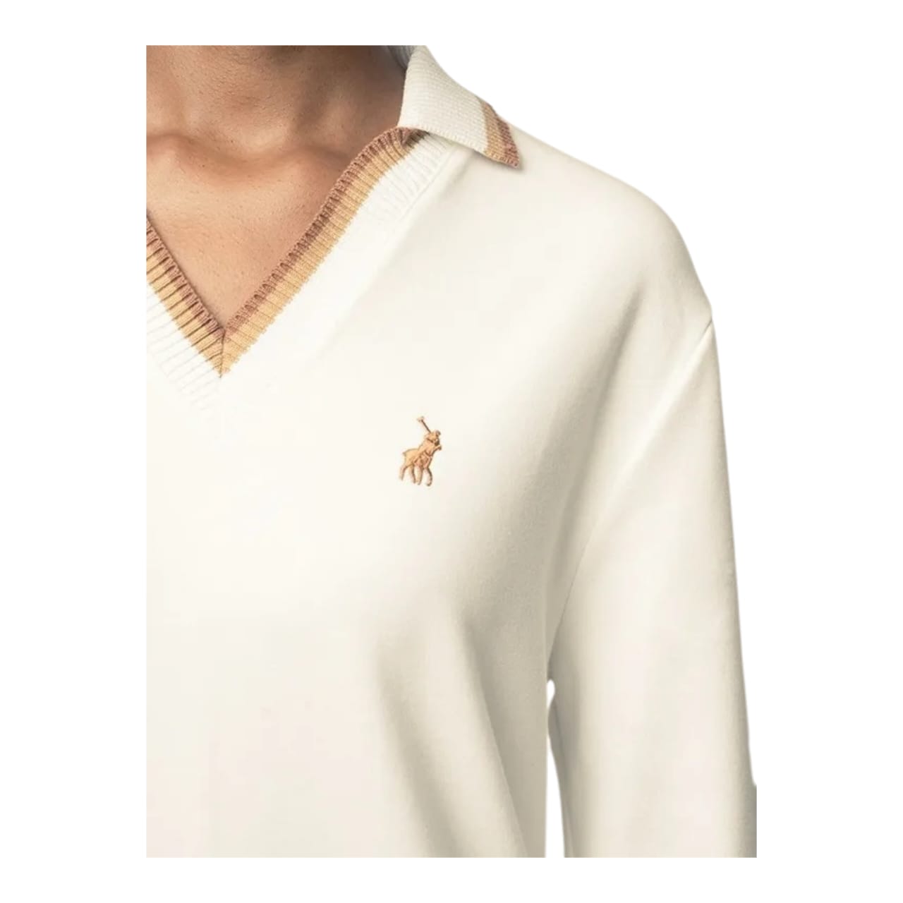 Polo Sam  Long Sleeve V-Neck Dress - Off White