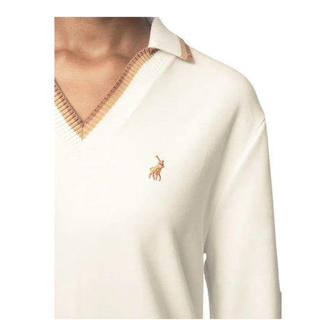 Polo Dress Ladies Long Sleeve V-Neck Sam Off White