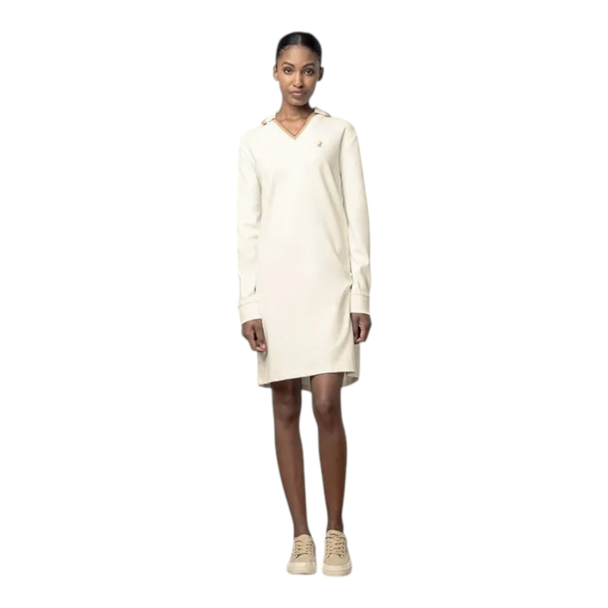 Polo Sam  Long Sleeve V-Neck Dress - Off White