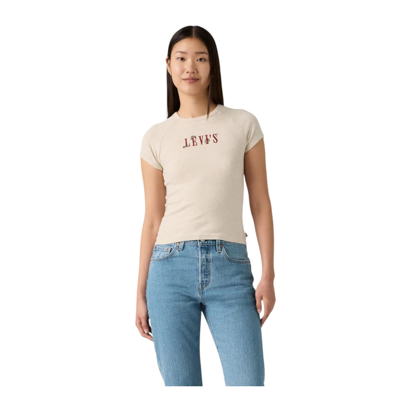 Levis Ladies T-Shirt Riley Raglan Oatmeal Cream