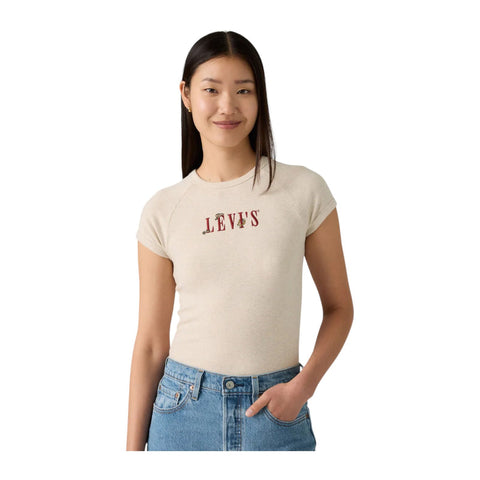 Levis Ladies T-Shirt Riley Raglan Oatmeal Cream