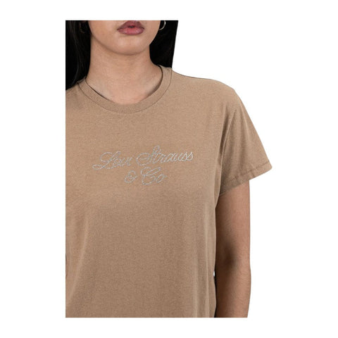 Levis Ladies T-Shirt Classic Graphic Rhinestone Clay Brown