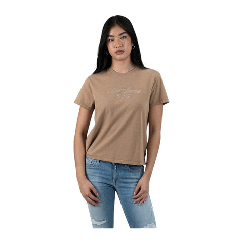 Levis Ladies T-Shirt Classic Graphic Rhinestone Clay Brown