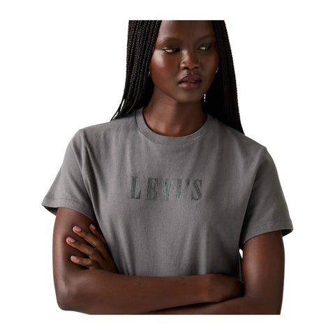 Levi's Womens Graphic Tee Rhinestone Serif | Smoked Pearl