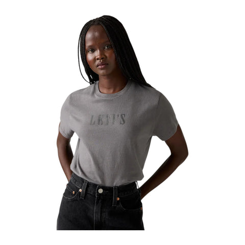 Levi's Womens Graphic Tee Rhinestone Serif | Smoked Pearl