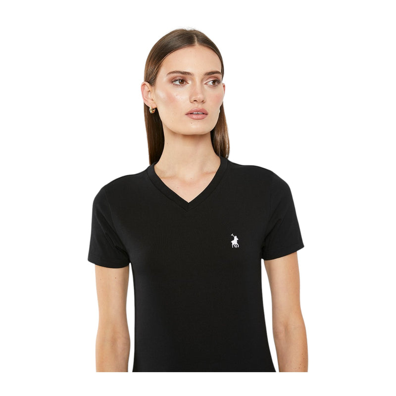 Polo T-Shirt Ladies V-Neck Kelly Black