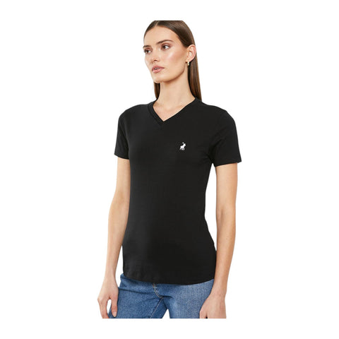 Polo T-Shirt Ladies V-Neck Kelly Black