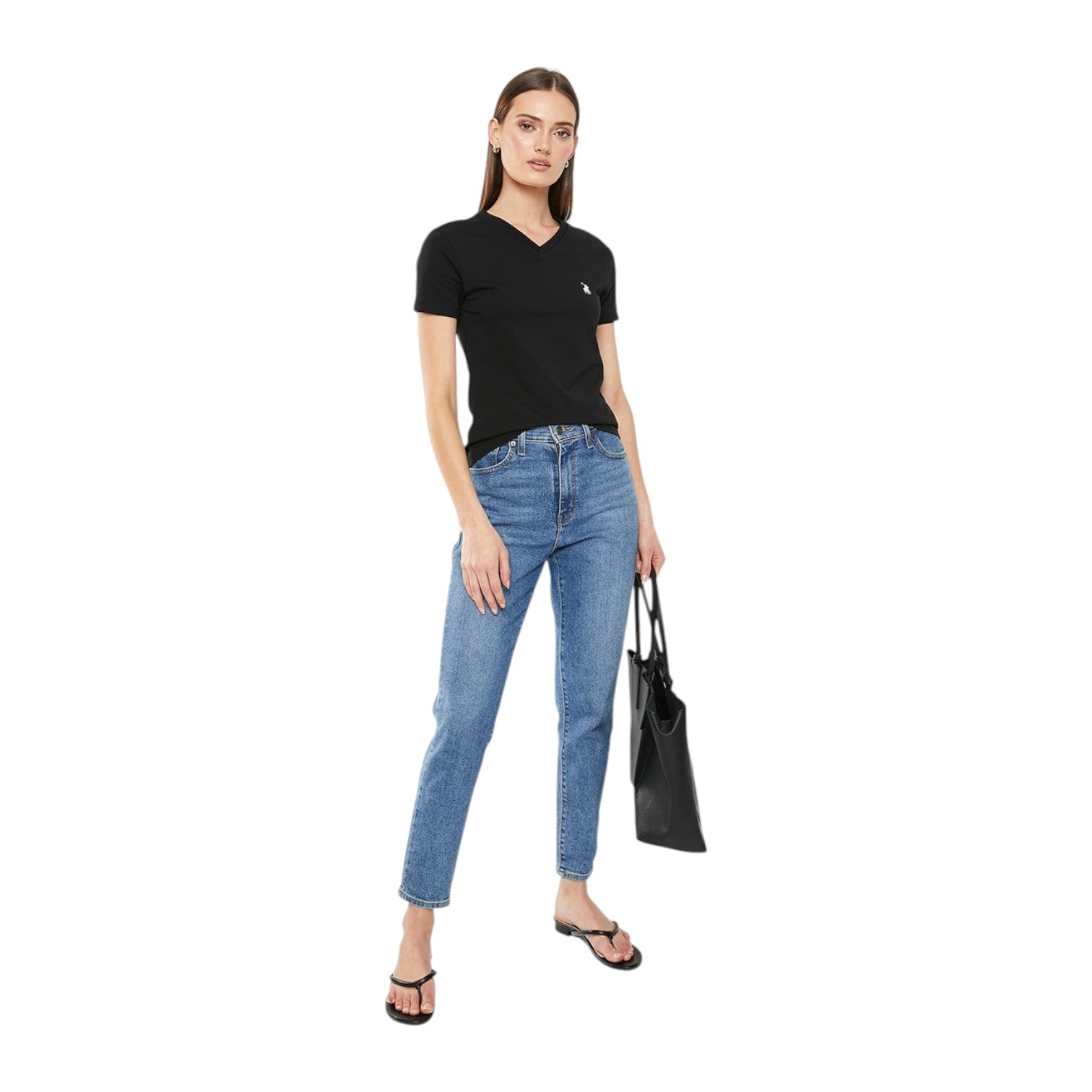 Polo Womens Kelly V-Neck Tee - Black