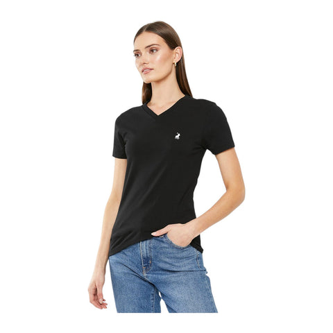 Polo T-Shirt Ladies V-Neck Kelly Black