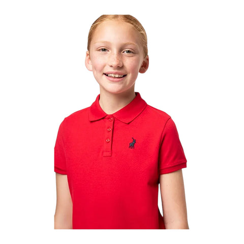 Polo Girls Dakota Red Short Sleeve Golfer Dress – Cotton Piqué Mid-Length Kids Dress