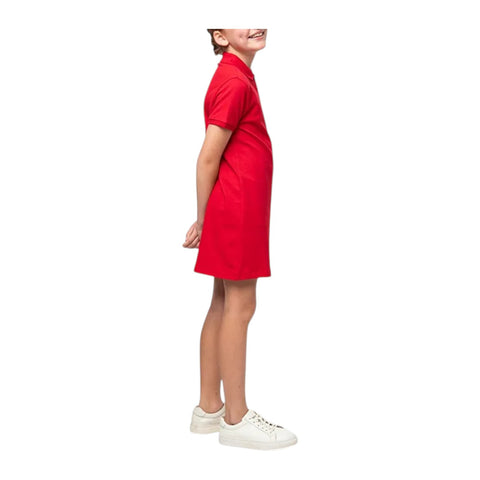 Polo Girls Dakota Red Short Sleeve Golfer Dress – Cotton Piqué Mid-Length Kids Dress