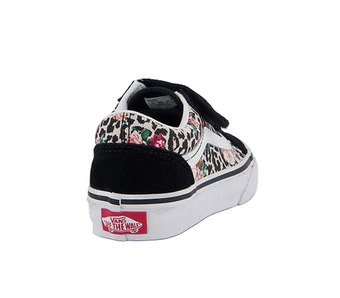 Vans Kids Old Skool Velcro Leopard Floral Black