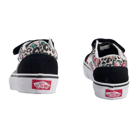 Vans Kids Old Skool Velcro Leopard Floral Black