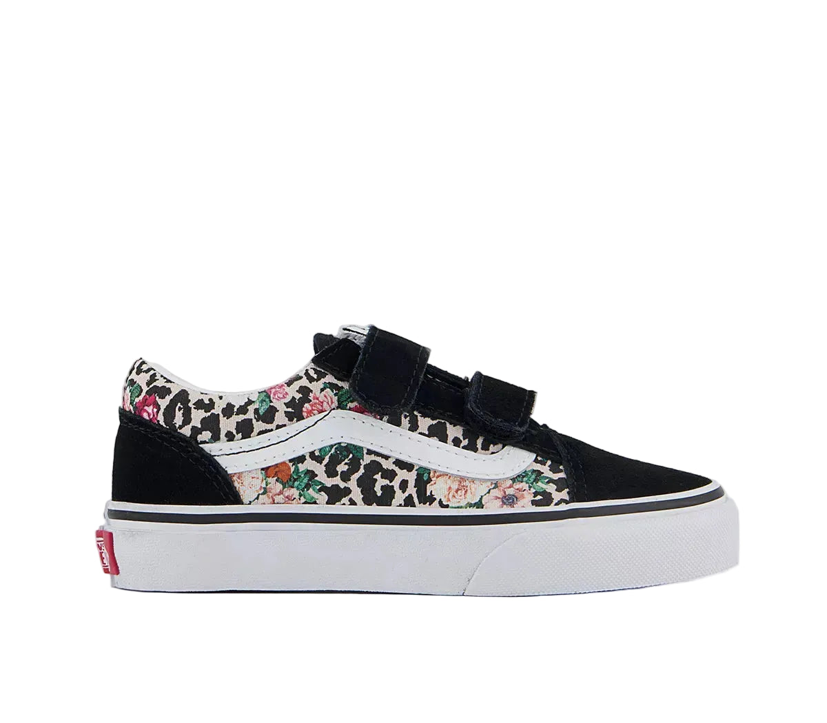Vans Kids Old Skool Velcro Leopard Floral Black