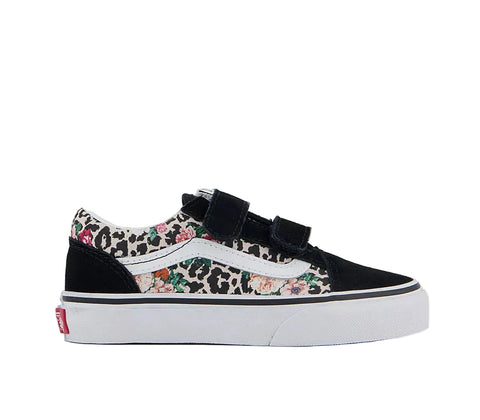 Vans Kids Old Skool Velcro Leopard Floral Black