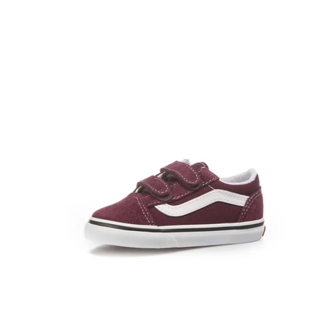 Vans Kids Old Skool Velcro Burgandy And White