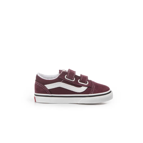 Vans Kids Old Skool Velcro Burgandy And White