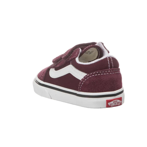 Vans Kids Old Skool Velcro Burgandy And White