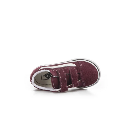 Vans Kids Old Skool Velcro Burgandy And White
